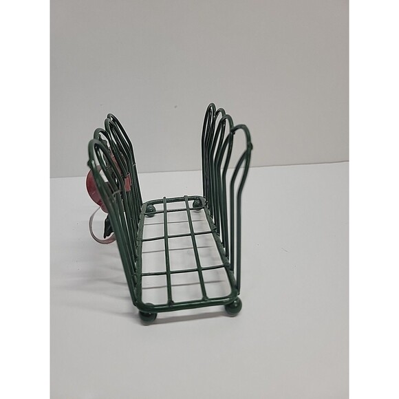 Metal Christmas Holiday Tabletop Napkin Holder Green With Red Bow - Picture 3 of 7